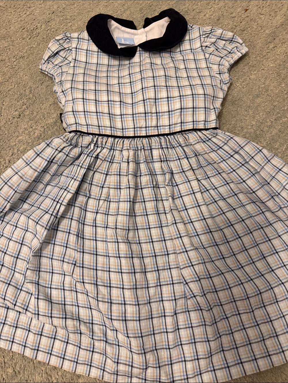 Bella bliss Girls Blue Plaid Peter Pan Collar Dress